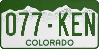 CO license plate 077KEN