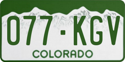 CO license plate 077KGV