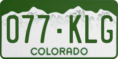 CO license plate 077KLG