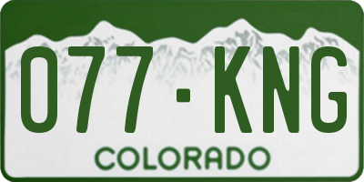 CO license plate 077KNG