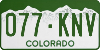 CO license plate 077KNV