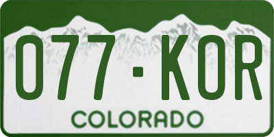 CO license plate 077KOR