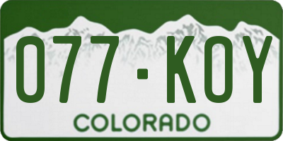 CO license plate 077KOY
