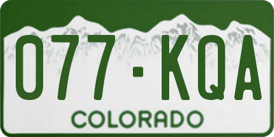 CO license plate 077KQA