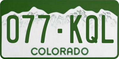 CO license plate 077KQL