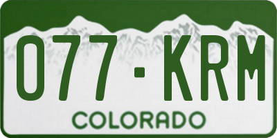 CO license plate 077KRM