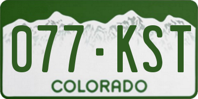CO license plate 077KST