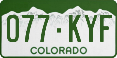 CO license plate 077KYF