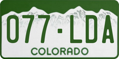 CO license plate 077LDA