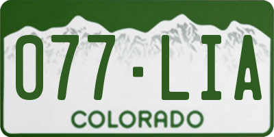 CO license plate 077LIA