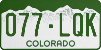 CO license plate 077LQK