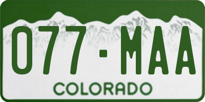 CO license plate 077MAA