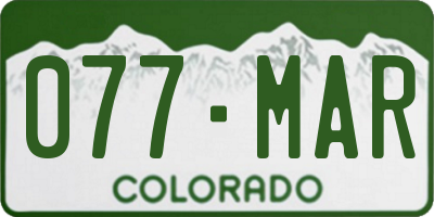 CO license plate 077MAR