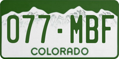 CO license plate 077MBF