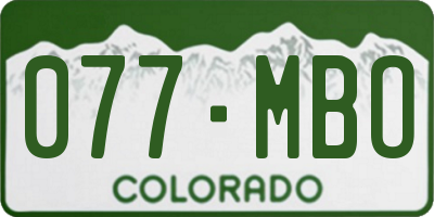 CO license plate 077MBO