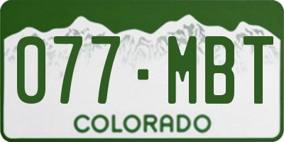CO license plate 077MBT