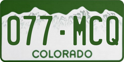 CO license plate 077MCQ