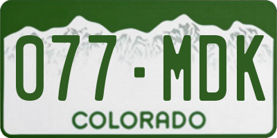 CO license plate 077MDK
