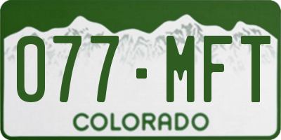 CO license plate 077MFT
