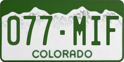 CO license plate 077MIF