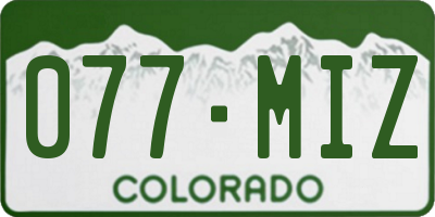CO license plate 077MIZ