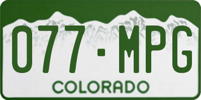 CO license plate 077MPG