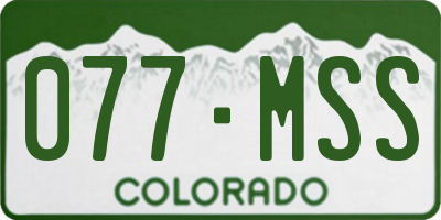 CO license plate 077MSS