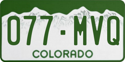 CO license plate 077MVQ