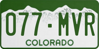 CO license plate 077MVR