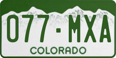 CO license plate 077MXA