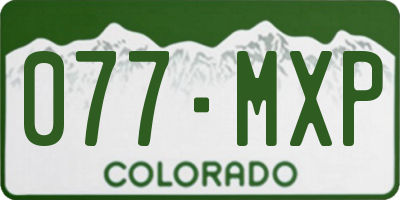 CO license plate 077MXP