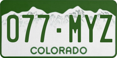 CO license plate 077MYZ