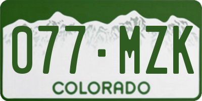 CO license plate 077MZK