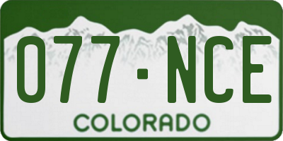 CO license plate 077NCE