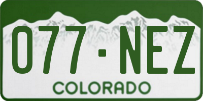 CO license plate 077NEZ