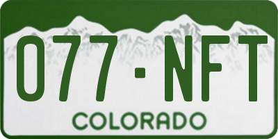 CO license plate 077NFT