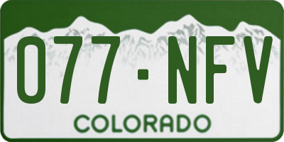 CO license plate 077NFV