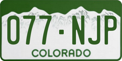 CO license plate 077NJP