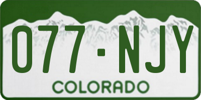 CO license plate 077NJY