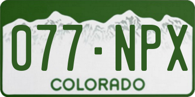 CO license plate 077NPX