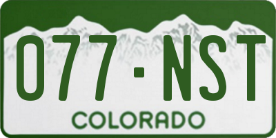 CO license plate 077NST