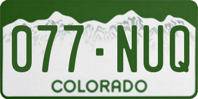 CO license plate 077NUQ