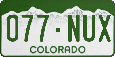 CO license plate 077NUX