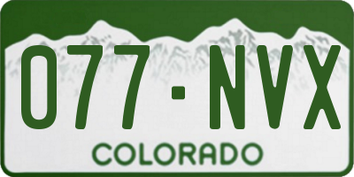 CO license plate 077NVX