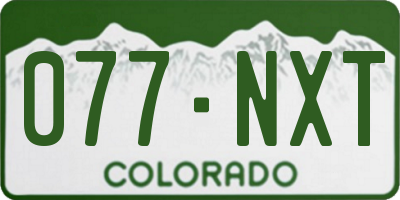 CO license plate 077NXT