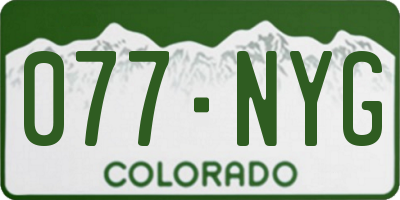 CO license plate 077NYG