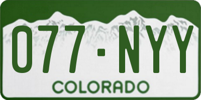 CO license plate 077NYY