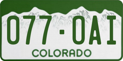 CO license plate 077OAI