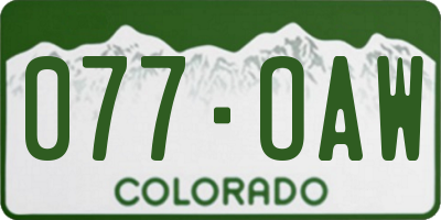 CO license plate 077OAW