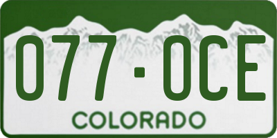 CO license plate 077OCE